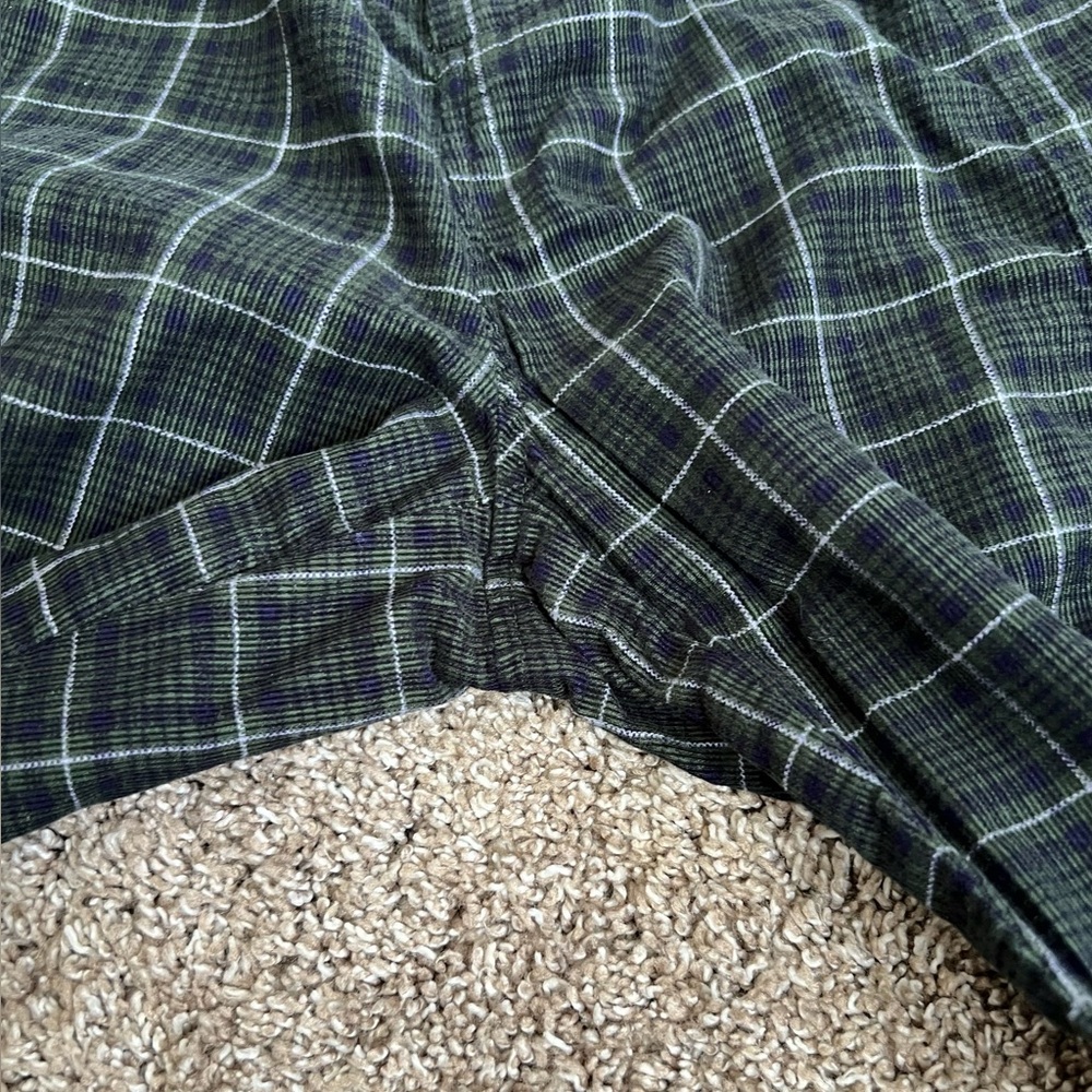 Madewell Dark Green Blue Plaid Corduroy Pull-On Tapered Pants Carpenter Loop S - Picture 6 of 15